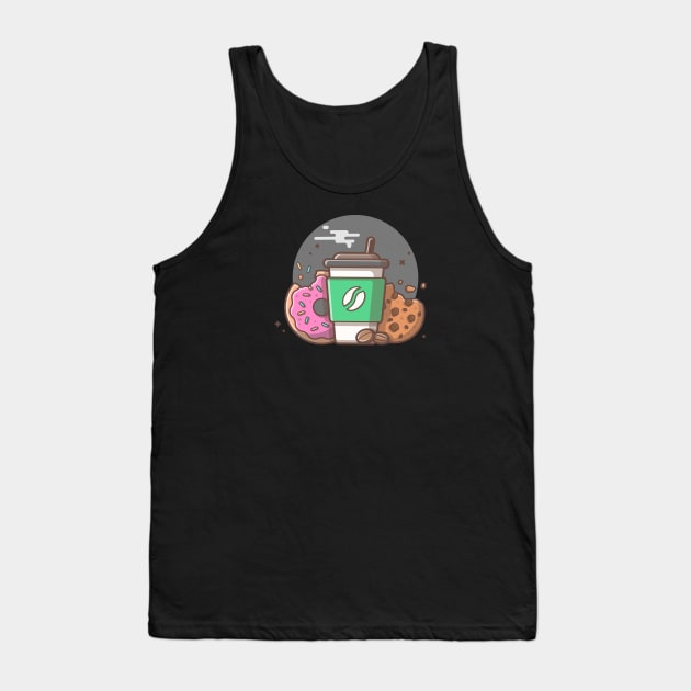 Coffee cup, cookies and doughnut Tank Top by Catalyst Labs